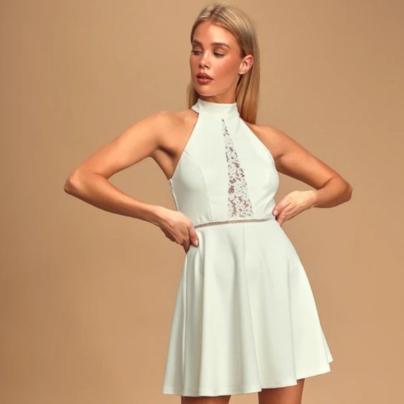 Lulus Take a Twirl Lace Backless Skater Dress Sz S - Picture 1 of 16